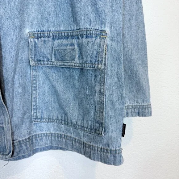 Vintage Blassport Denim Chore Barn Jacket Blue Hooded Retro Zip Medium - Picture 4 of 7